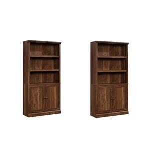 Pemberly Row Set of 2 Engineered Wood Bookcases in Grand Walnut