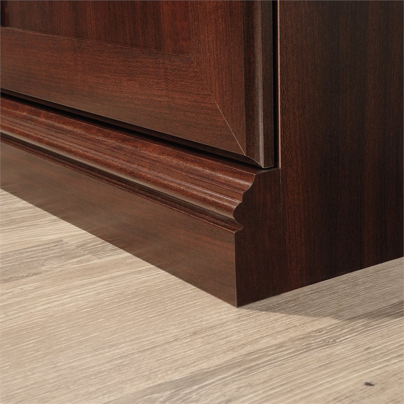 Pemberly Row Set of 2 Engineered Wood 3-Shelf Bookcases in Cherry