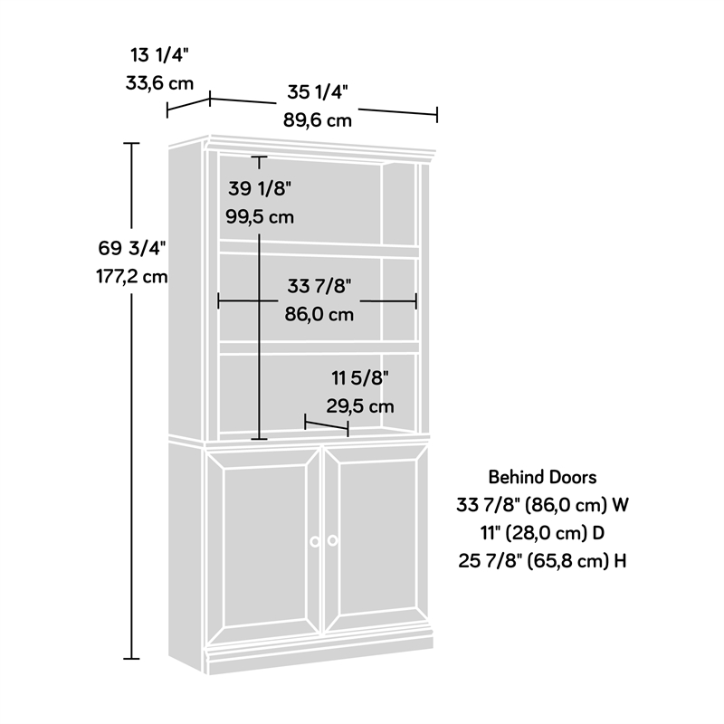 Pemberly Row Set of 2 Engineered Wood 3-Shelf Bookcases in Cherry