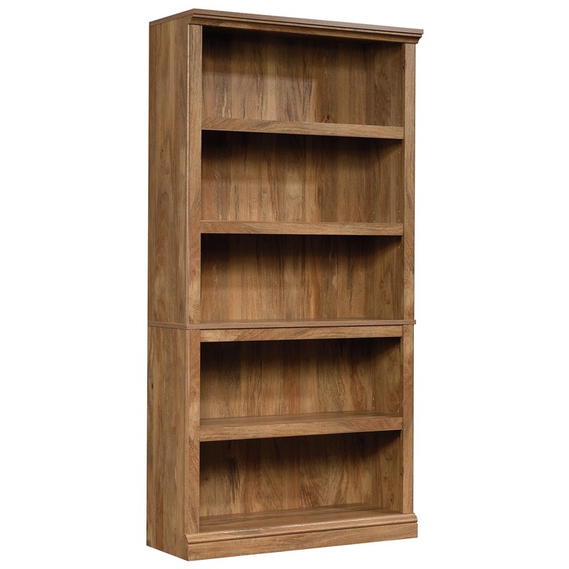 Pemberly Row Set of 2 5-Shelf Tall Bookcases in Sindoori Mango/Brown