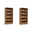 Pemberly Row Set of 2 5-Shelf Tall Bookcases in Sindoori Mango/Brown