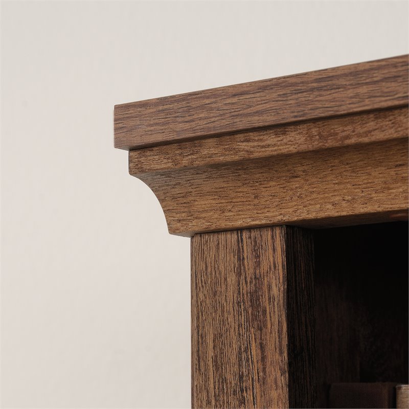 Pemberly Row Set of 2 Engineered Wood 5-Shelf Bookcases in Vintage Oak