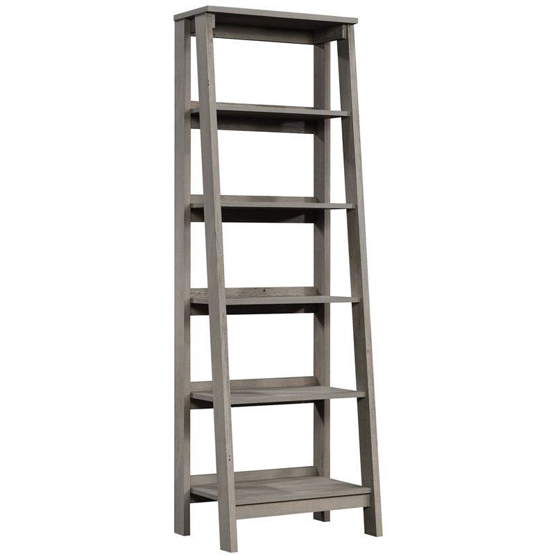 Pemberly Row Set of 2 Engineered Wood 5-Shelf Bookcases in Mystic Oak