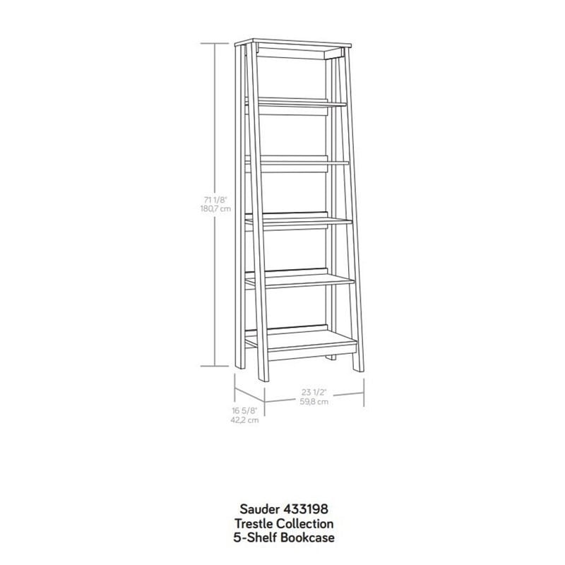 Pemberly Row Set of 2 Engineered Wood 5-Shelf Bookcases in Mystic Oak