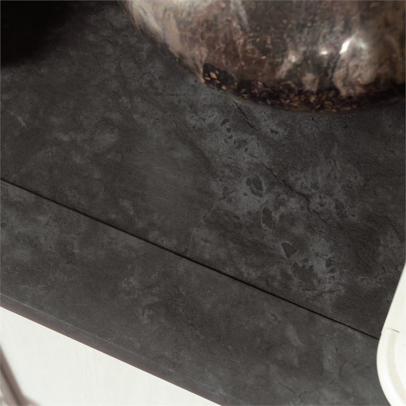 Pemberly Row Set of 2 Bookcases in Glacier Oak/Rosso Slate Accent