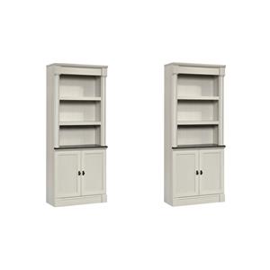 Pemberly Row Set of 2 Bookcases in Glacier Oak/Rosso Slate Accent
