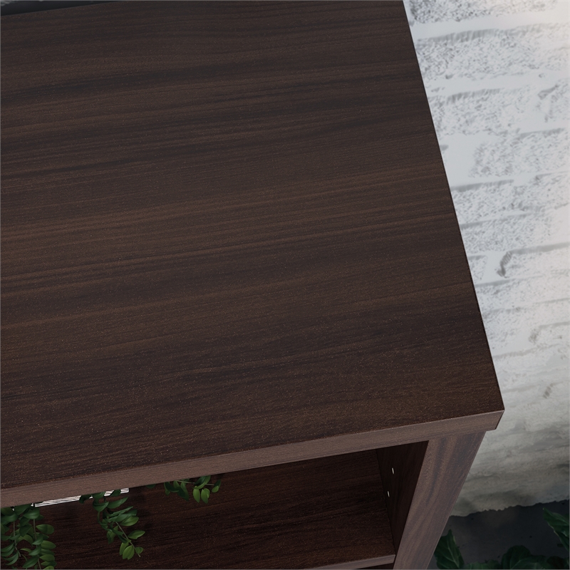 Pemberly Row Set of 2 Engineered Wood 5-Shelf Bookcases in Noble Elm/Brown