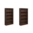 Pemberly Row Set of 2 Engineered Wood 5-Shelf Bookcases in Noble Elm/Brown