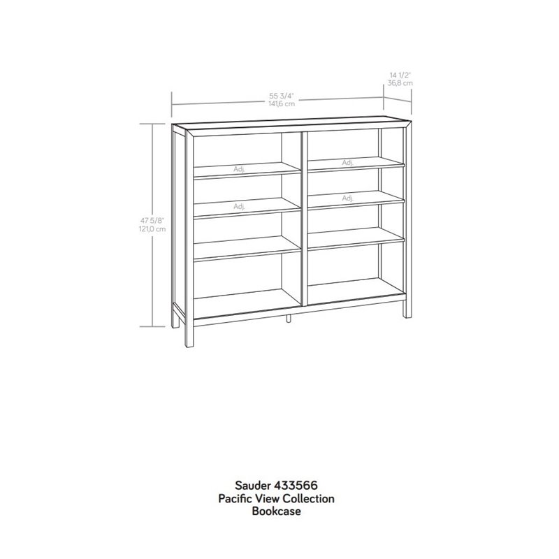 Pemberly Row Set of 2 Engineered Wood Bookcases in Prime Oak