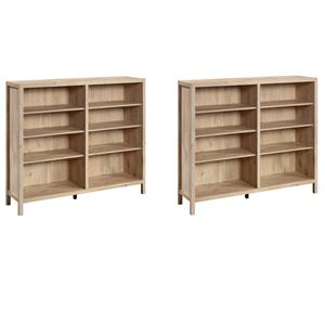 Pemberly Row Set of 2 Engineered Wood Bookcases in Prime Oak