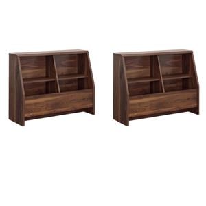 Pemberly Row Set of 2 Engineered Wood Footboard/Bookcases in Grand Walnut