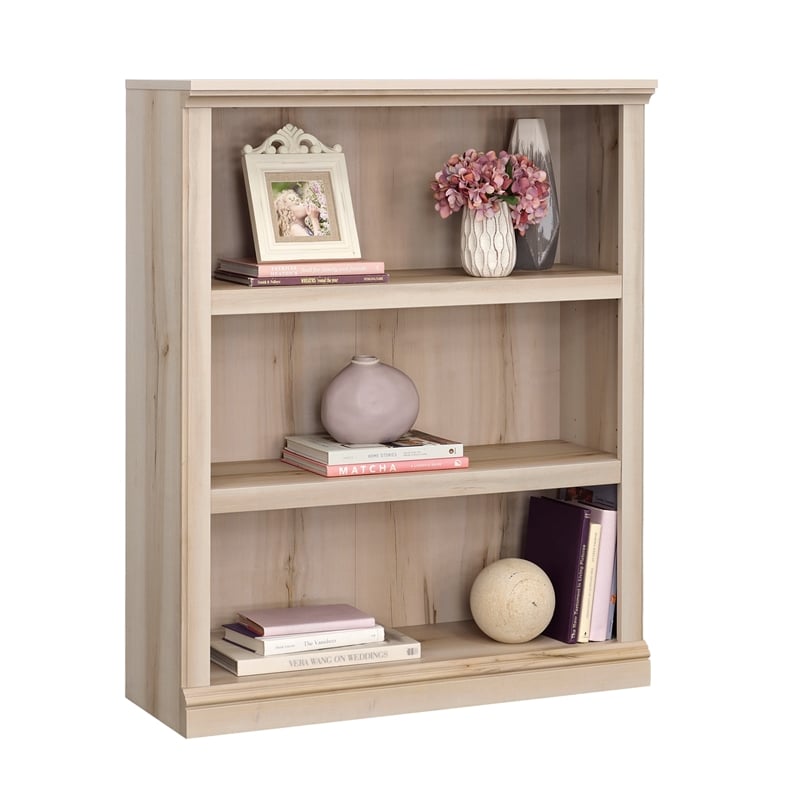 Pemberly Row Set of 2 Engineered Wood 3-Shelf Bookcases in Pacific Maple