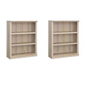 Pemberly Row Set of 2 Engineered Wood 3-Shelf Bookcases in Pacific Maple