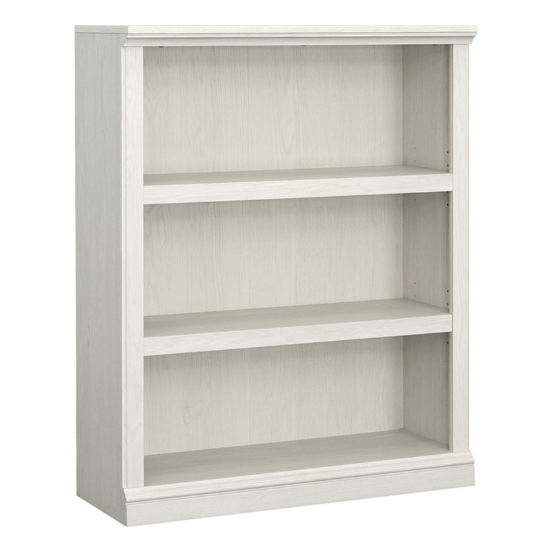 Pemberly Row Set of 2 Engineered Wood 3-Shelf Bookcases in Glacier Oak
