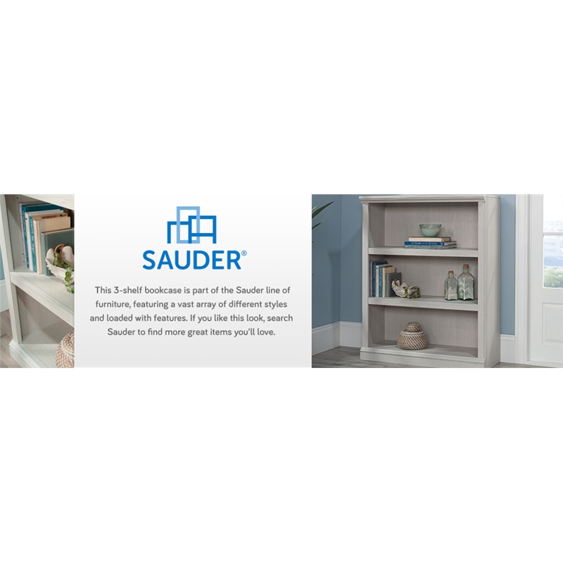 Pemberly Row Set of 2 Engineered Wood 3-Shelf Bookcases in Glacier Oak