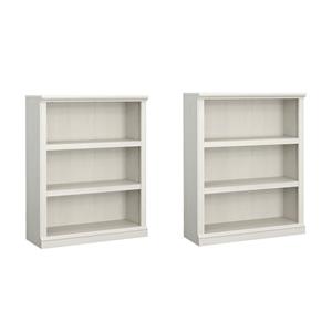 Pemberly Row Set of 2 Engineered Wood 3-Shelf Bookcases in Glacier Oak