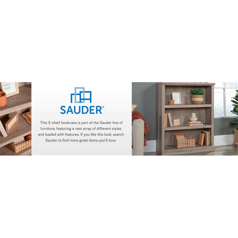 Pemberly Row Set of 2 Engineered Wood 3-Shelf Bookcases in Laurel Oak