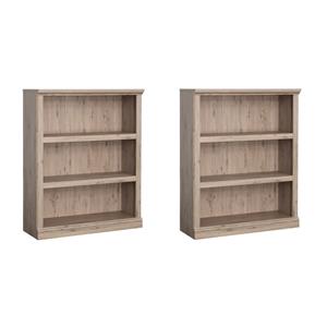 Pemberly Row Set of 2 Engineered Wood 3-Shelf Bookcases in Laurel Oak