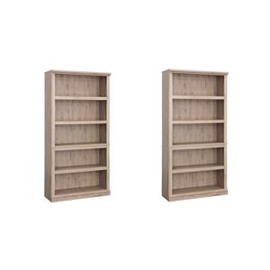 Pemberly Row Set of 2 Engineered Wood 5-Shelf Bookcases in Laurel Oak
