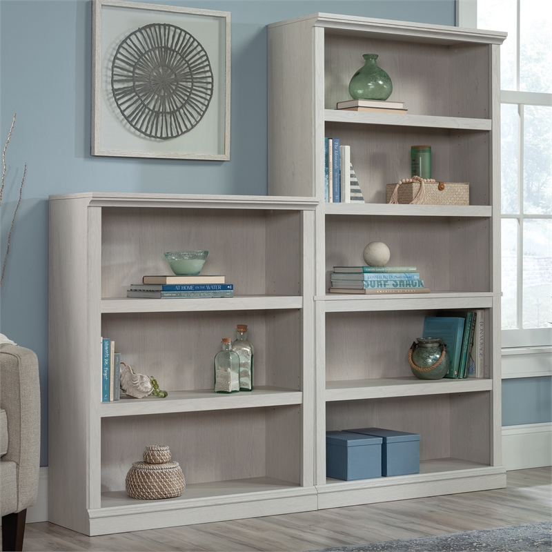 Pemberly Row Set of 2 Engineered Wood 5-Shelf Bookcases in Glacier Oak