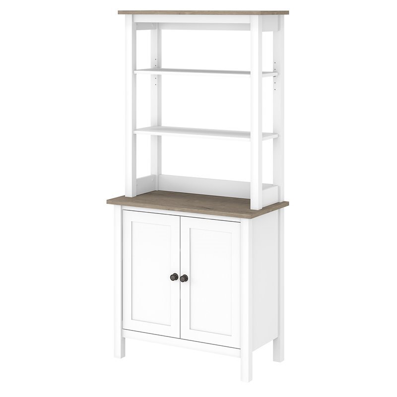 Pemberly Row Set of 2 Contemporary 5-Shelf Bookcases with Doors