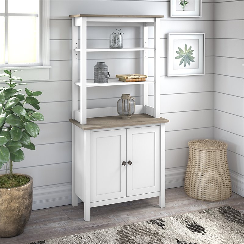 Pemberly Row Set of 2 Contemporary 5-Shelf Bookcases with Doors