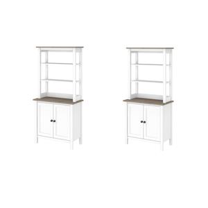 Pemberly Row Set of 2 Contemporary 5-Shelf Bookcases with Doors