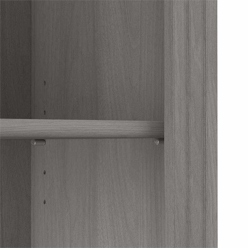 Pemberly Row Set of 2 Tall 5-Shelf Bookcases in Modern Gray - Engineered Wood