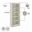 Pemberly Row Set of 2 Tall 5-Shelf Bookcases in Linen White Oak