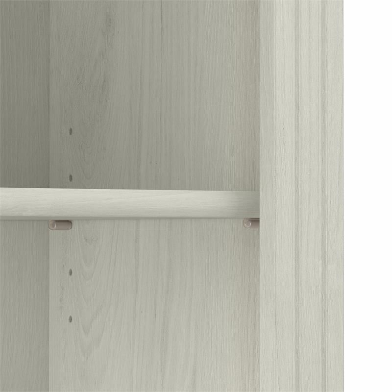 Pemberly Row Set of 2 Tall 5-Shelf Bookcases in Linen White Oak