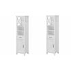 Pemberly Row Set of 2 Tall Engineered Wood Bookcases Cabinet in White Ash