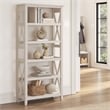Pemberly Row Set of 2 Tall 5-Shelf Bookcases in Linen White Oak