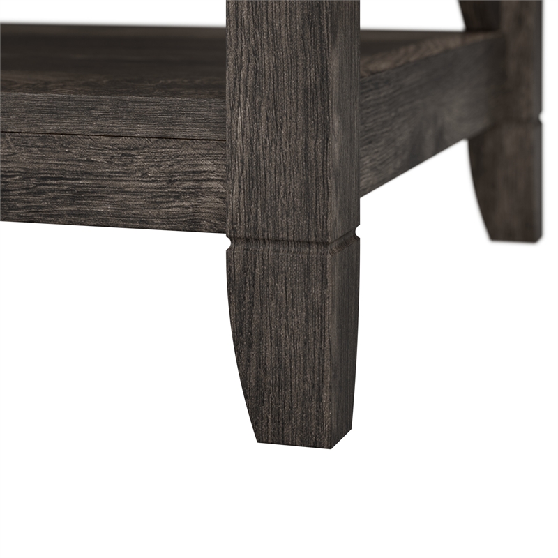 Pemberly Row Set of 2 Tall 5-Shelf Bookcases in Dark Gray Hickory