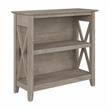 Pemberly Row Set of 2 Small 2-Shelf Bookcases in Washed Gray - Engineered Wood