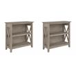Pemberly Row Set of 2 Small 2-Shelf Bookcases in Washed Gray - Engineered Wood
