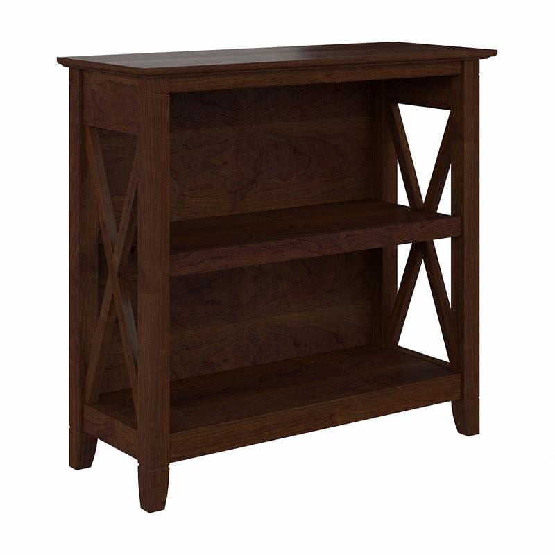 Pemberly Row Set of 2 Small 2-Shelf Bookcases in Bing Cherry - Engineered Wood