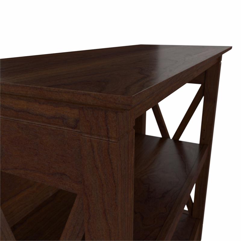 Pemberly Row Set of 2 Small 2-Shelf Bookcases in Bing Cherry - Engineered Wood