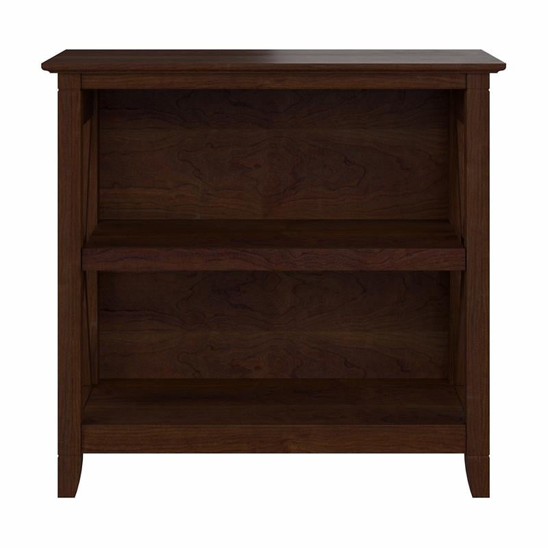 Pemberly Row Set of 2 Small 2-Shelf Bookcases in Bing Cherry - Engineered Wood