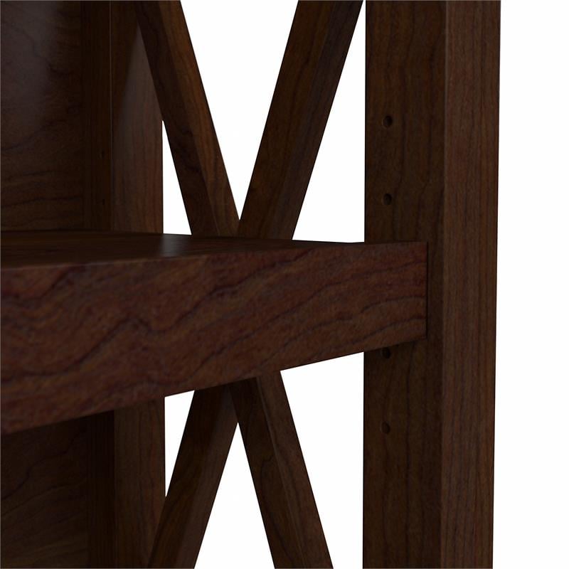 Pemberly Row Set of 2 Small 2-Shelf Bookcases in Bing Cherry - Engineered Wood