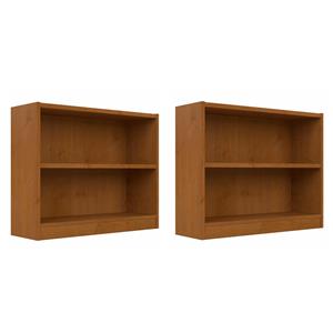 Pemberly Row Set of 2 Small 2-Shelf Bookcases in Natural Cherry