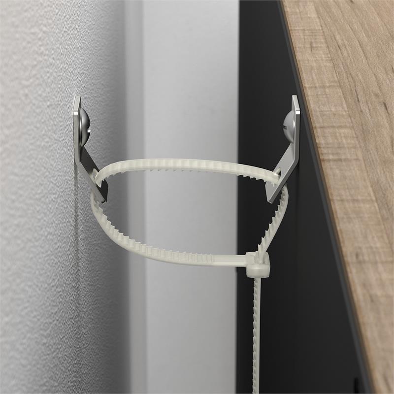 Pemberly Row Set of 2 Tall 5-Shelf Bookcases in Ash Gray - Engineered Wood