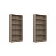 Pemberly Row Set of 2 Tall 5-Shelf Bookcases in Ash Gray - Engineered Wood