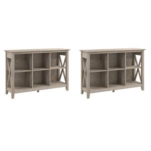 Pemberly Row Set of 2 6 Cube Bookcases in Washed Gray - Engineered Wood