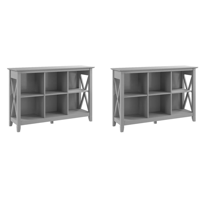 Pemberly Row Set of 2 6 Cube Bookcases in Cape Cod Gray - Engineered Wood
