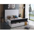 Pemberly Row Solid Wood Tufted Velvet Fabric King Bed in White