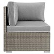 Pemberly Row Rattan & Fabric Patio Corner Chair in Gray Finish