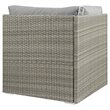 Pemberly Row Rattan & Fabric Patio Corner Chair in Gray Finish