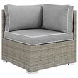 Pemberly Row Rattan & Fabric Patio Corner Chair in Gray Finish