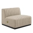 Pemberly Row 6-Piece Channel Tufted Fabric Sectional Sofa in Black/Beige