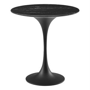 Pemberly Row 20&quot Round Modern Artificial Marble/Metal Side Table in Matte Black